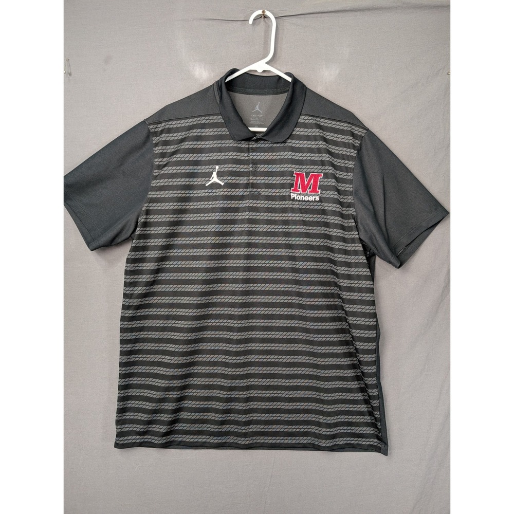 Jordan Dri-FIT Mens XL Marietta Pioneers Polo Shirt Black Gray FN6924-010